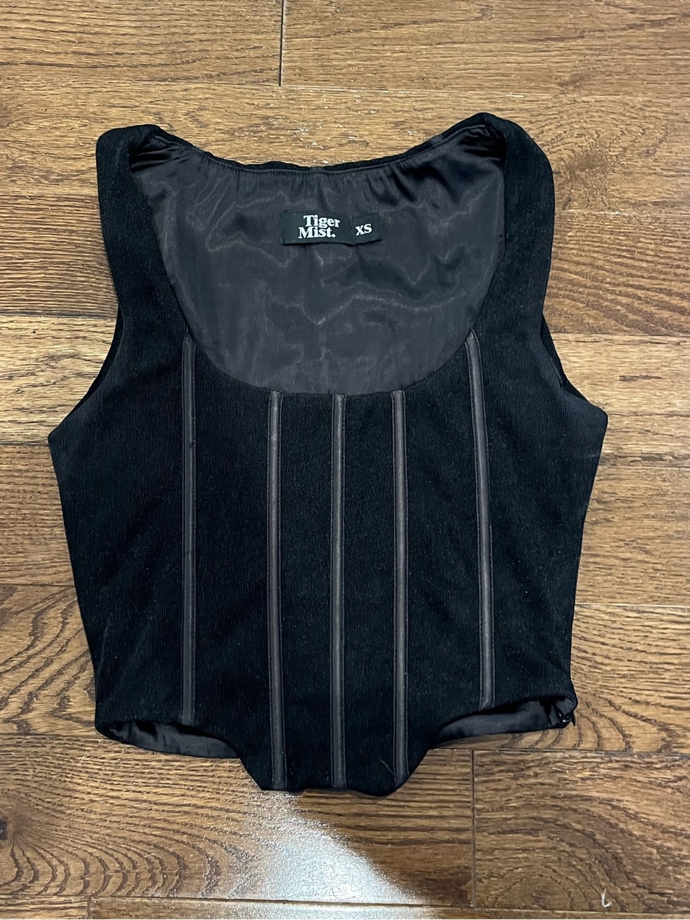 Tiger Mist black structured corset top